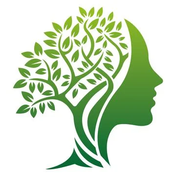 Human Face Tree Nature Logo Design Vector Template Icon Illustrazione stock