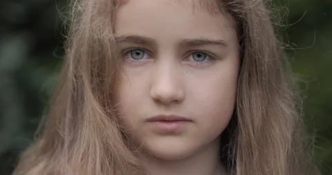 Human Face. Young Serious Teenage Girl W... | Stock Video | Pond5