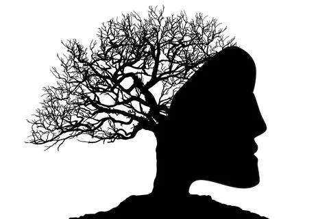 Human faces and tree silhouette Illustrazione stock