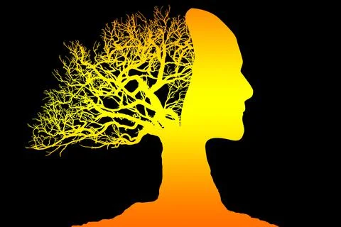Human faces and tree silhouette Illustrazione stock