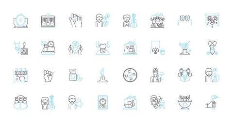 Human Factors linear icons set. Ergonomics, Psychology, Anthropometry Illustrazione stock