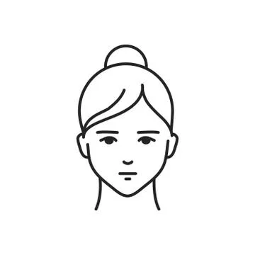Human feeling frustration line black icon. Face of a young girl depicting emo Stock Illustration