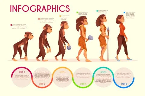 Human female evolution cartoon concept Stock Illustration