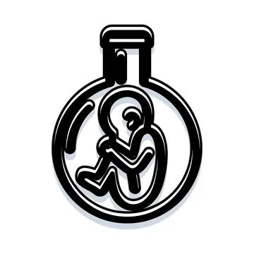 Human fetus developing inside laboratory test tube 库存插图