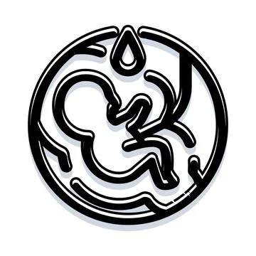 Human fetus developing inside mother's womb symbol Stock Illustration