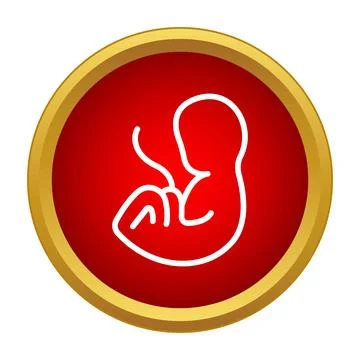 Human fetus outlining developing inside mother's womb Stock Illustration