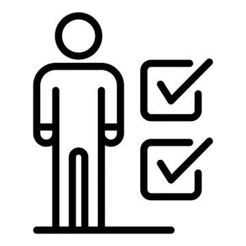 Human figure and checkboxes icon, outline style イラスト素材