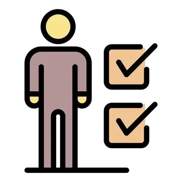 Human figure and checkboxes icon color outline vector Stock Illustration