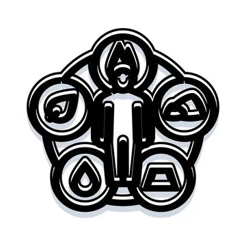 Human figure balancing five elements energy Stock Illustration
