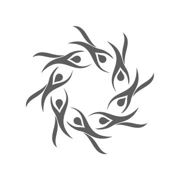 Human Figure Circular Decorative Vector Logo Template Stock Illustration