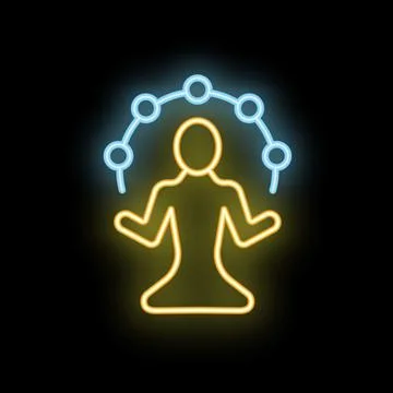 Human figure controlling data flow neon sign concept of artificial intelligen Illustrazione stock