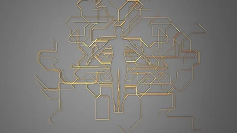 Human figure embedded in an electronic circuit. Stock Footage 302970921