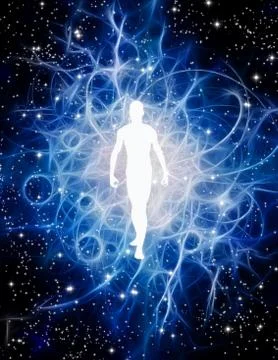 Human Figure Emerges from Light Stock Illustration