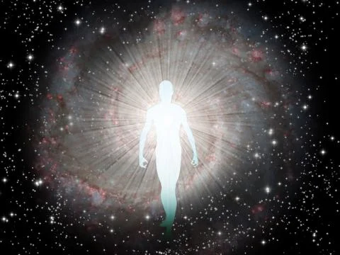 Human Figure Emerges from Light Illustrazione stock