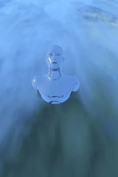 Human figure emerging from the water Stock Illustration