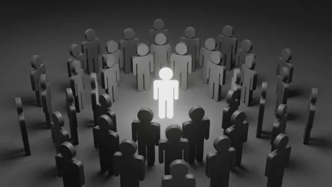 Human Figure Emitting Light Among a Group Stock Footage 282284153
