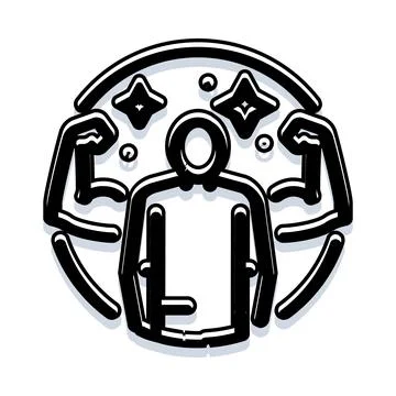 Human figure flexing muscles for strength and success Stock Illustration