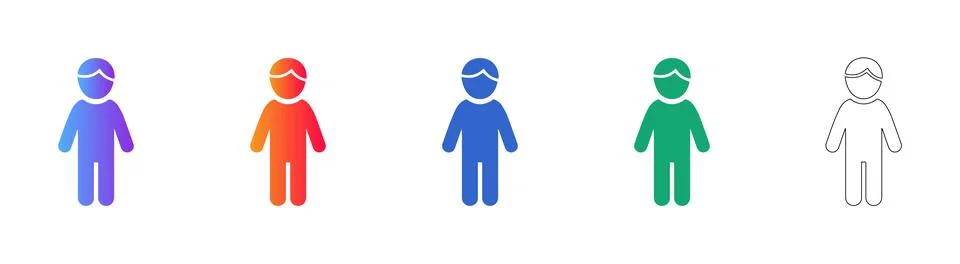 Human Figure Icon Set in Gradient and Outline Styles Illustrazione stock