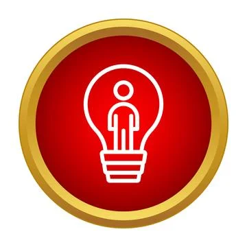 Human figure inside light bulb representing idea generation Illustrazione stock