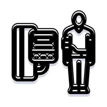 Human figure interacting with futuristic technology machine イラスト素材