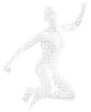 Human Figure Made Of Binary Code 스톡 일러스트