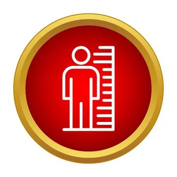 Human figure measuring height with a scale icon Stock Illustration