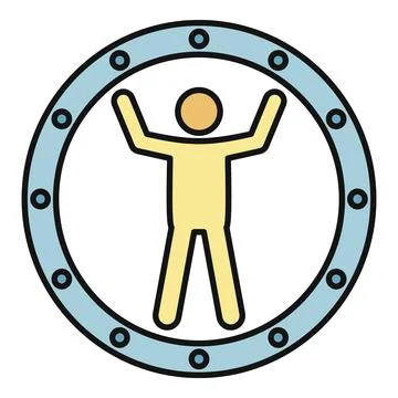 Human figure in mechanical circle icon vector Ilustración de archivo