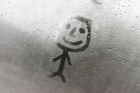 The human figure on the misted window Stock Photos