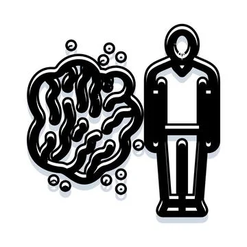 Human figure next to abstract thinking brain Illustrazione stock