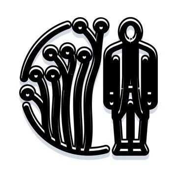 Human figure observing microbial or fungal growth Stock Illustration