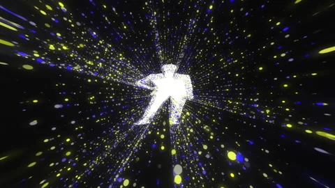 Human Figure Particle Burst Sci-Fi Abstract Stock Footage 334078121