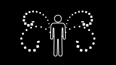 Human Figure with Pixel Wings Stock Footage 336062179