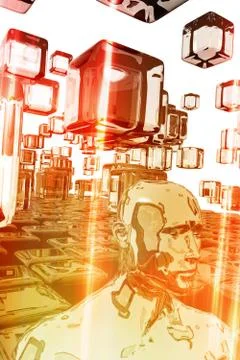 Human figure in tech virtual environment Stock Illustration