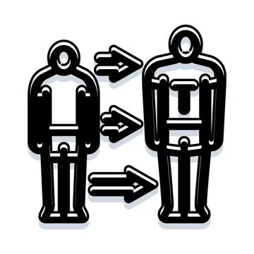 Human figure transforming upgrading to new version 스톡 일러스트