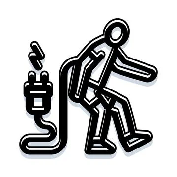 Human figure unplugging from energy source concept Stock Illustration