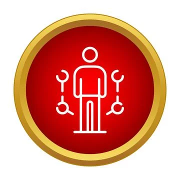 Human figure worker with wrench tools icon Stock Illustration