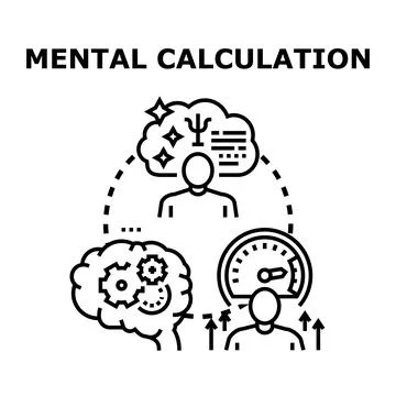 Human figures engaging in mental calculation Stock Illustration
