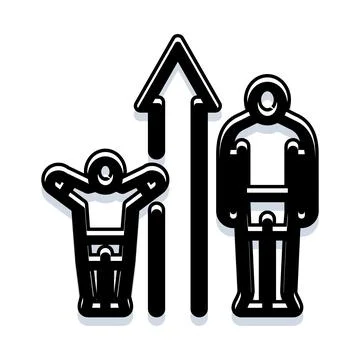 Human figures growing with upward progress arrow 스톡 일러스트