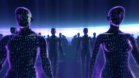 Human figures with programming code texture and background Stock Footage 150145706