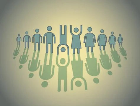 Human figures in row Stock Illustration