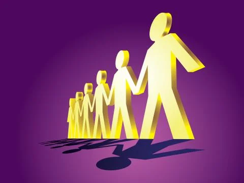 Human figures in a row - illustration Illustrazione stock