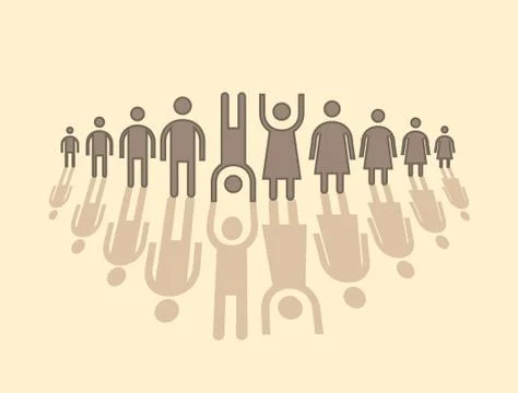 Human figures in row - illustration Illustrazione stock