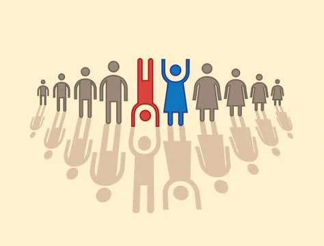 Human figures in row - illustration Stock Illustration