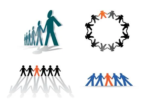 Human figures in a row - illustration Stock Illustration