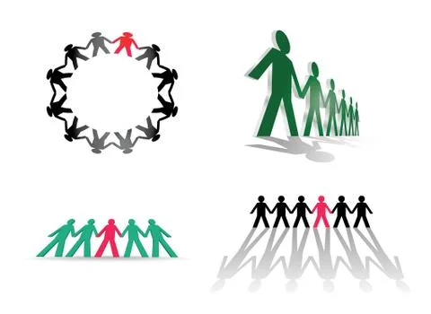 Human figures in a row - illustration Stock Illustration