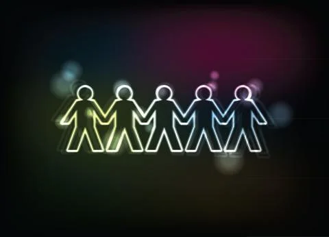 Human figures in a row - illustration Stock Illustration