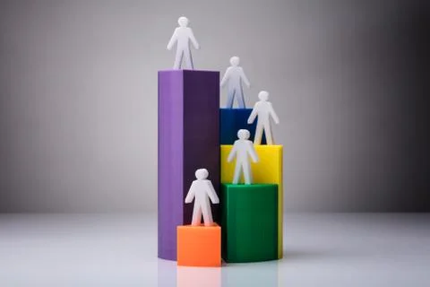 Human Figures Standing On 3D Pie Chart Stock Photos