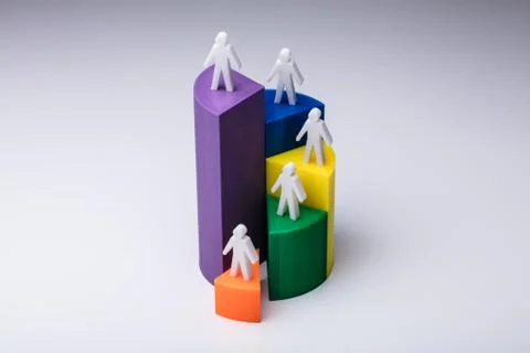 Human Figures Standing On 3D Pie Chart Stock Photos
