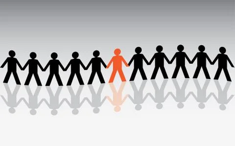 Human figures in a waved row - illustration Illustrazione stock