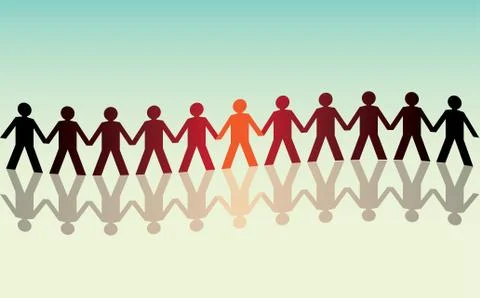 Human figures in a waved row - illustration Stock Illustration